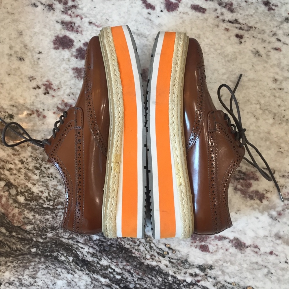 PRADA | Platform Jute Espadrilles Brogues Size 38 - Picture 7 of 16